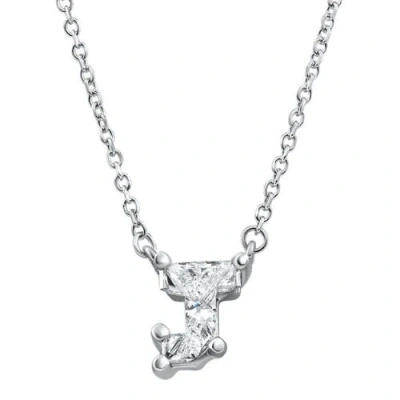 Bliss Diamond Diamond "j" Initial Pendant 18" Necklace 14k Gold Lab Grown In Silver