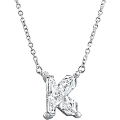 Bliss Diamond Diamond "k" Initial Pendant 18" Necklace 14k Gold Lab Grown In Silver