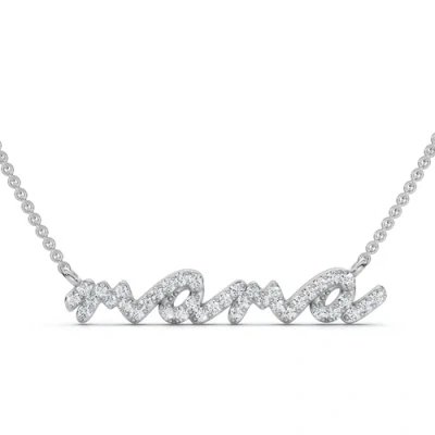 Bliss Diamond Diamond Script Mama Pendant Gold Necklace 1 1/2" Wide Lab Grown In Metallic