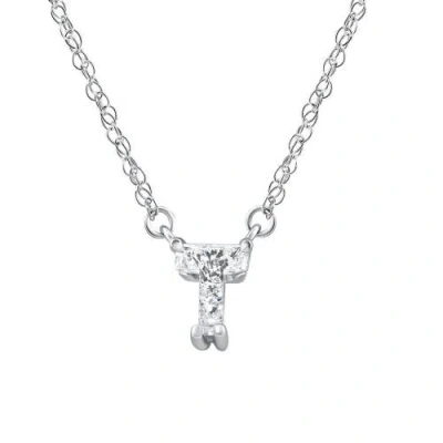 Bliss Diamond Diamond "t" Initial Pendant 18" Necklace 14k Gold Lab Grown In Metallic