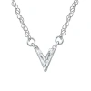 Bliss Diamond Diamond "v" Initial Pendant 18" Necklace 14k Gold Lab Grown In Metallic
