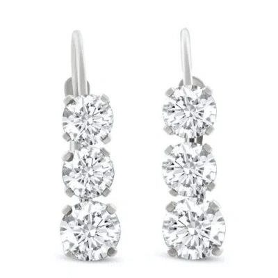 Bliss Diamond Earrings 14k Gold 1/2" Tall Lab In 14k White Gold