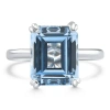 Bliss Diamond Emerald Cut Aquamarine Solitaire Sandi Ring Platinum 12mm Lab Grown