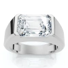Bliss Diamond Emerald Cut Half Bezel Diamond Ring 14k Gold Or Pt Lab Grown In Silver