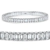 Bliss Diamond 16ct Emerald Diamond Tennis Flexible Bangle Bracelet 14k White Gold Lab Grown In 14k White Gold