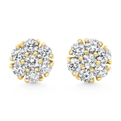 Bliss Diamond 1ct Diamond Cluster Pave Studs Screwback Earrings 14k Gold Lab Grown In Yellow Gold