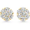 Bliss Diamond F/vs 3.60ct Diamond Cluster Pave Studs Screwback Earrings 14k Gold Lab Grown