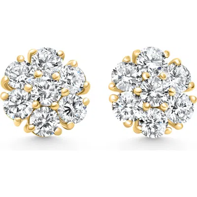Bliss Diamond F/vs 3.60ct Diamond Cluster Pave Studs Screwback Earrings 14k Gold Lab Grown In Gold
