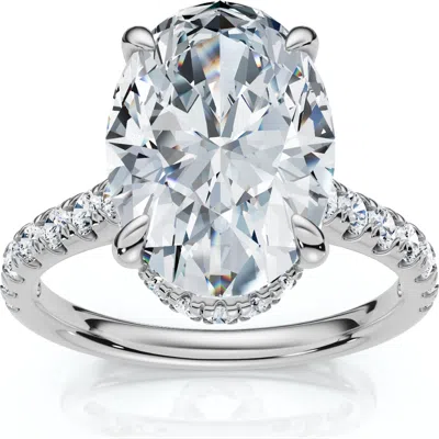 Bliss Diamond Gia Certified 3.69ct Oval Hidden Halo Diamond Engagement Ring 14k Gold In Metallic