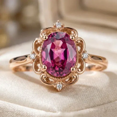 Bliss Diamond Gia Certified Ruby & Diamond 2.05ct Vs Vintage Engagement Ring In Gold