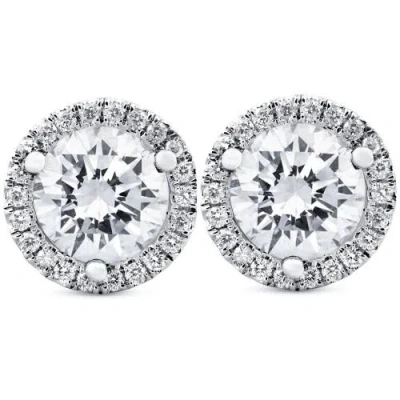 Bliss Diamond Halo Diamond Studs 2.70 Ct 14k White Gold Lab Grown Earrings