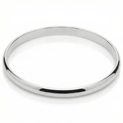 Bliss Diamond Heavy Weight 6mm Silver Plated Bangle In Metallic