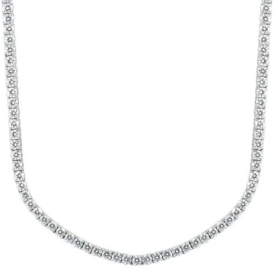 Bliss Diamond Huge 23 Ct Moissanite Tennis Necklace 14k Gold 16.5 In 14k White Gold
