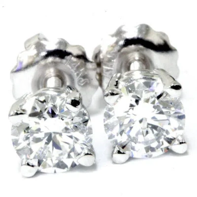 Bliss Diamond 1/2ct Round Diamond Studs Screw Back 14k Gold In 14k White Gold