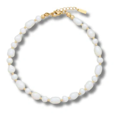 Bliss Diamond Leah Pearl Anklet 18k Gold In White