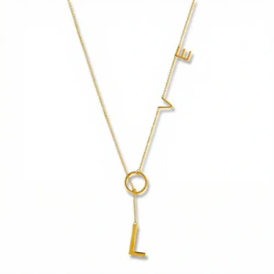Bliss Diamond Love Lariat Necklace 18k Gold Plated 21"