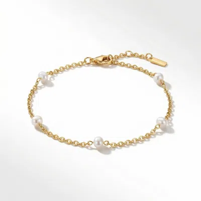Bliss Diamond Max Anklet 9.5"18k Gold Plated 5mm Freshwater Pearls Lobster Clasp
