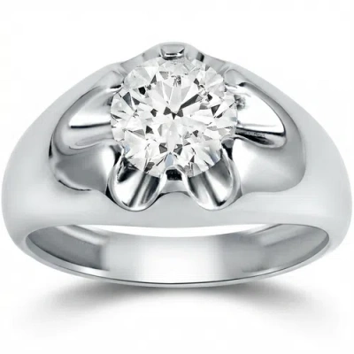 Bliss Diamond Mens 1 1/2ct Diamond Solitaire Belcher Wedding Ring 14k Gold Lab Grown In Metallic