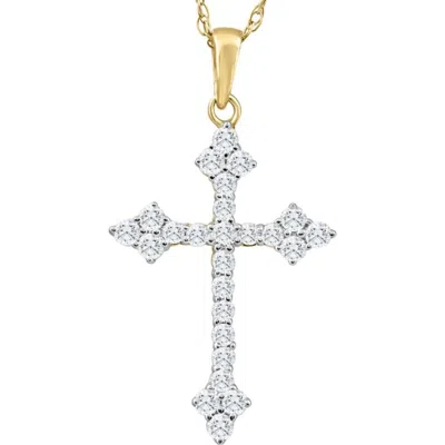 Bliss Diamond Necklace 1" Tall In 10k Yellow Gold