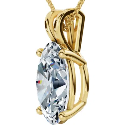 Bliss Diamond Oval Solitaire Diamond 4-prong Pendant 14k Gold 18" Necklace Lab Grown