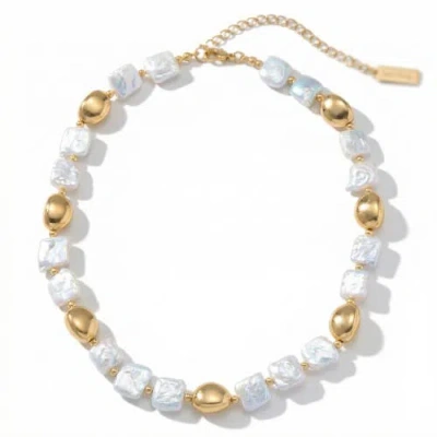 Bliss Diamond Pina Square Pearl 18k Gold Necklace