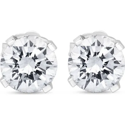 Bliss Diamond Platinum 2ct Tw Round Cut Diamond Studs Lab Grown In Metallic