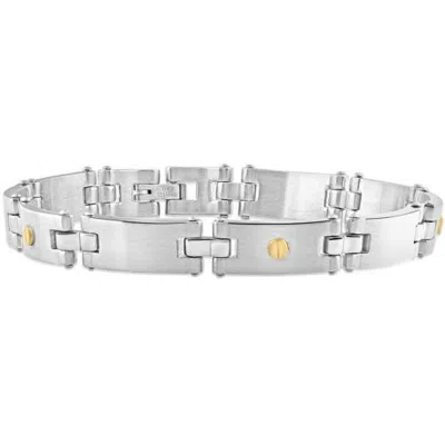 Bliss Diamond Polished Steel And Dark Gold Two Tone Flexible 8mm Link 8.5 " Bracelet In Stainless Steel