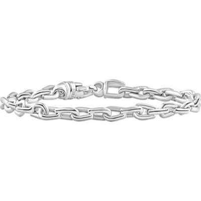 Bliss Diamond Polished Steel Clasp 6mm Thin Oval Flexible Link 8.5 " Bracelet In Stainless Steel