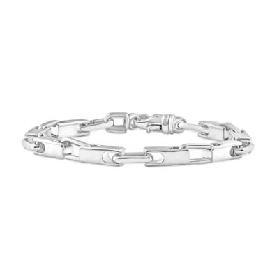 Bliss Diamond Polished Steel Oval Clasp 6mm Flexible Link 8.5 " Bracelet In Stainless Steel