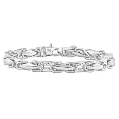 Bliss Diamond Polished Steel Single Tone Clasp 6.5mm Flexible Link 8.5 " Bracelet In Stainless Steel