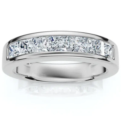 Bliss Diamond Princess Cut Diamond Channel Set Wedding Ring Gold Lab Grown In Silver