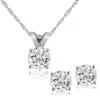 Bliss Diamond Lab Grown Diamond Solitaire Necklace & Studs Set 5/8 Carat Tw 14k Gold In White Gold