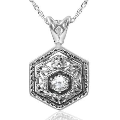 Bliss Diamond Solitaire Ex3 Lab Grown Diamond Vintage Pendant 14k White Gold 17.65mm