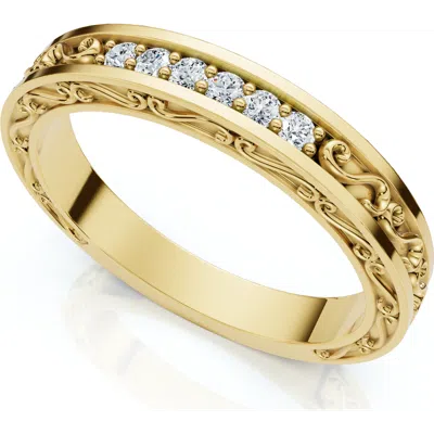 Bliss Diamond Stackable Diamond Wedding Ring Scroll Pattern Band 14k Gold Lab Grown