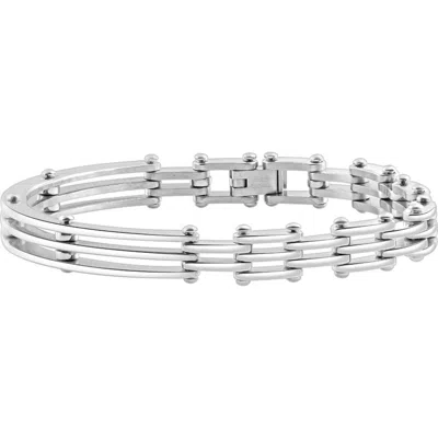 Bliss Diamond Steel Polished Single Tone 7.5mm Link Flexible 8 " Cuffed Bracelet In Stainless Steel