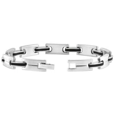 Bliss Diamond Steel Polished Two Tone Black 8.5" 8.5mm Bracelet In Stainless Steel