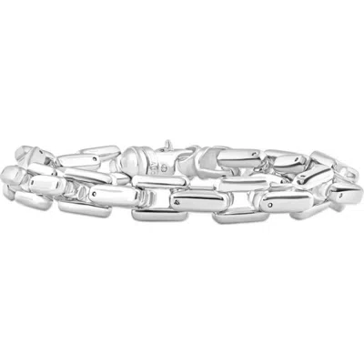 Bliss Diamond Steel Single Tone Clasp 10mm Long Link 8.5 " Bracelet In Stainless Steel