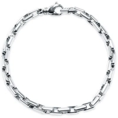 Bliss Diamond Steel Single Tone Clasp 7.5mm Tight Link 8.5 " Bracelet In Stainless Steel