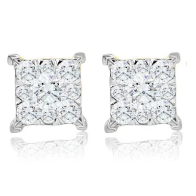 Bliss Diamond 1/2ct Diamond Princess Cut Square Round Cut Lab Grown Diamond Earrings Gold In 10k Yellow Gold