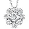 Bliss Diamond Vs 3 Ct Diamond & Moissanite Halo Pendant 14k Gold 18" Lab Grown Necklace In 14k White Gold
