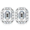 Bliss Diamond 3/4 Ct Emerald Moissanite & Lab Grown Diamond Halo Studs 14k Gold Earrings In 14k White Gold