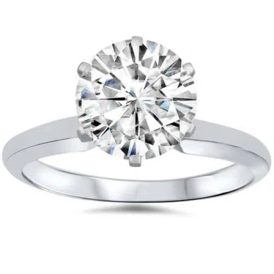 Bliss Diamond Vvs 3ct Solitaire Moissanite Engagement Ring Round Brilliant 14k Gold In Gray