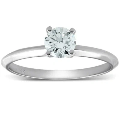Bliss Diamond Vvs1 1/3ct Round Solitaire Diamond Engagement Ring 14k Gold In 14k White Gold
