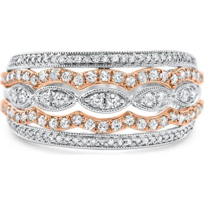 Bliss Diamond White & Gold Filigree Diamond Wedding Ring Size 7
