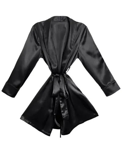 Blissy 100% Mulberry Silk Robe In Black