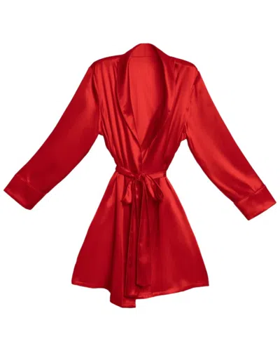 Blissy 100% Mulberry Silk Robe In Red