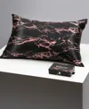 Blissy 22-momme Silk Pillowcase, King In Rose Black Marble