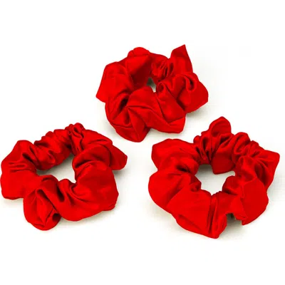 Blissy 3-pack Silk Scrunchies In Red