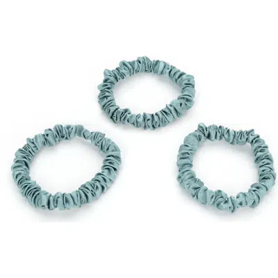 Blissy 3-pack Skinny Silk Scrunchies In Mint