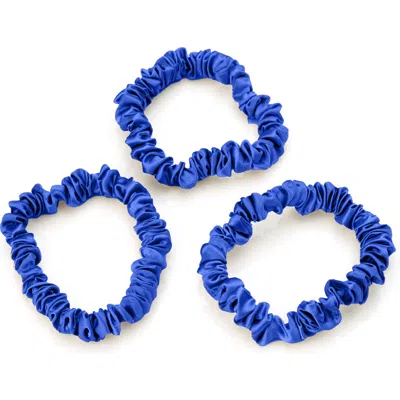 Blissy 3-pack Skinny Silk Scrunchies In Navy